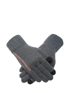 LOOM LEGACY Men Patterned Acrylic Hand Gloves