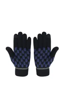 LOOM LEGACY Men Checkered Winter Acrylic Woolen Hand Gloves