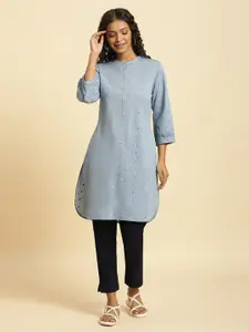 W Bandhani Printed Pure Cotton Straight Kurta