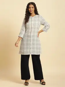 W Checked Cotton Straight Kurti