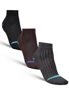 Dollar Socks Men Pack of 3 Cotton Striped Ankle-Length Socks