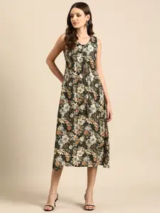 Anouk Floral Printed Fit & Flare Midi Ethnic Dress
