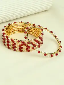 OOMPH Set Of 8 Gold Plated Beaded Bangles