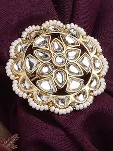 OOMPH Gold-Plated Kundan Studded Finger Ring