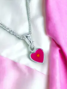 Taraash Girls 925 Sterling Silver Heart Pendant With Chain