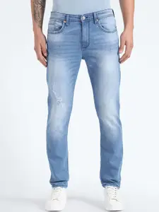 Flying Machine Men Tapered Fit Mildly Distressed Heavy Fade Stretchable Jeans