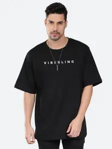 Mad Over Print Typography Printed Cotton Oversized T-shirt