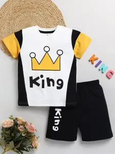 Toonyport Boys Typography Printed Pure Cotton T-shirt With Shorts