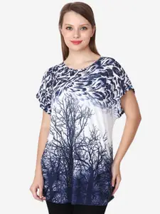 Albion Abstract Printed Round Neck Flutter Sleeve Regular Top