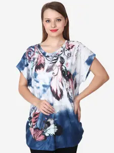 Albion Graphic Printed Round Neck Extended Sleeves Regular Top
