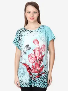 Steele Floral Printed Extended Sleeve Embellished Pure Cotton Regular Top