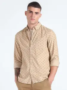 Flying Machine Slim Fit Micro Ditsy Printed Button-Down Collar Pure Cotton Casual Shirt