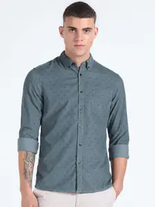 Flying Machine Slim Fit Micro Ditsy Printed Button-Down Collar Pure Cotton Casual Shirt