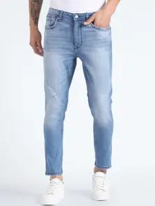 Flying Machine Men Tapered Fit High-Rise Low Distress Heavy Fade Stretchable Cropped Jeans