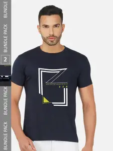 CHOZI Pack Of 2 Graphic Printed Cotton T-shirt