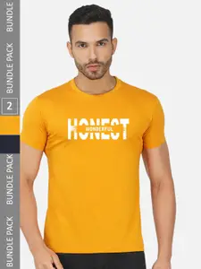 CHOZI Pack Of 2 Typography Printed Cotton T-shirt