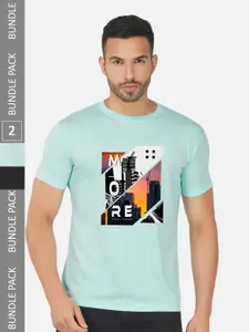 CHOZI Pack Of 2 Typography Printed Cotton T-shirts