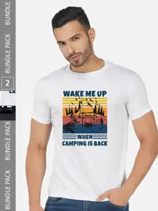 CHOZI Pack Of 2 Graphic Printed Round Neck Cotton T-shirts