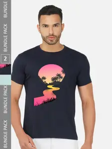 CHOZI Pack Of 2 Printed Cotton T-shirt