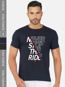 CHOZI Pack Of 2 Printed Cotton T-shirt