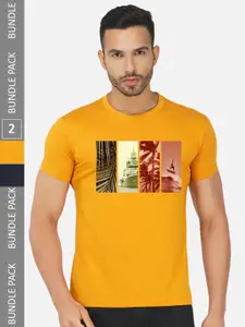 CHOZI Pack Of 2 Graphic Printed Cotton T-shirt