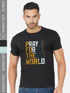 CHOZI Pack Of 2 Printed Cotton T-shirt