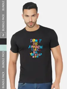 CHOZI Pack Of 2 Printed Cotton T-shirt