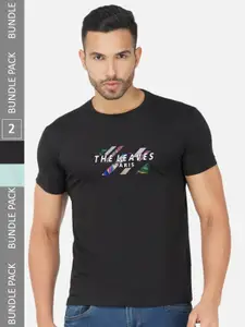 CHOZI Pack Of 2 Printed Cotton T-shirt