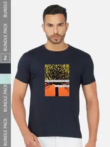 CHOZI Pack Of 2 Printed Cotton T-shirt