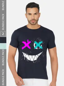 CHOZI Pack Of 2 Printed Cotton T-shirt