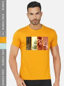 CHOZI Pack Of 2 Printed Cotton T-shirt