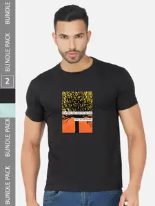 CHOZI Pack Of 2 Printed Cotton T-shirt