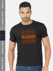 CHOZI Pack Of 2 Printed Cotton T-shirt