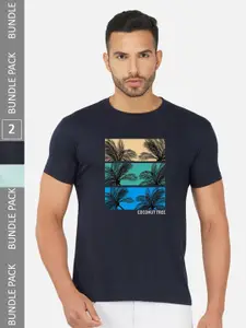 CHOZI Pack Of 2 Printed Cotton T-shirt