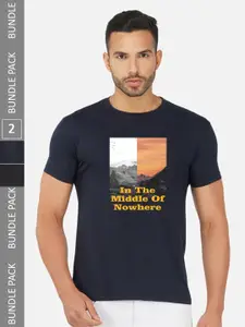 CHOZI Pack Of 2 Printed Cotton T-shirt