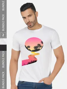 CHOZI Pack Of 2 Printed Cotton T-shirt