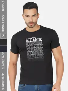 CHOZI Pack Of 2 Printed Regular Fit Cotton Casual T-shirt