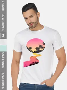 CHOZI Pack of 2 Graphic Printed Round Neck Regular Fit Cotton T-Shirt