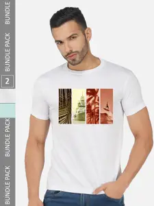 CHOZI Pack of 2 Graphic Printed Round Neck Regular Fit Cotton T-Shirt