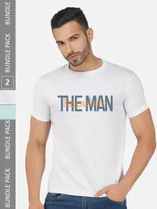 CHOZI Pack Of 2 Typography Printed Cotton T-shirts