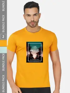 CHOZI Pack Of 2 Typography Printed Cotton T-shirt