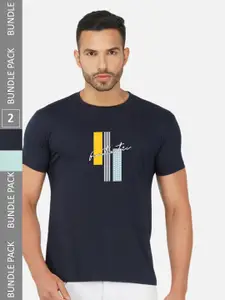 CHOZI Pack Of 2 Typography Printed Cotton T-shirt