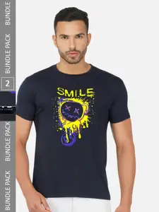 CHOZI Pack Of 2 Graphic Printed Cotton T-shirt