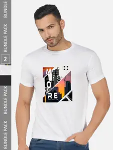 CHOZI Pack Of 2 Graphic Printed Cotton T-shirt