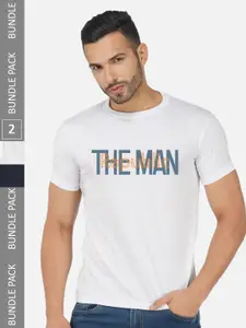 CHOZI Pack Of 2 Typography Printed Cotton T-shirt