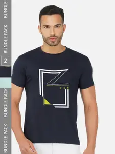 CHOZI Pack Of 2 Graphic Printed Cotton T-shirt