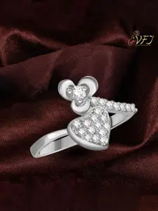 Vighnaharta Rhodium Plated CZ Studded Finger Ring