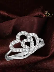 Vighnaharta Rhodium-Plated Stone-Studded Adjustable Finger Ring