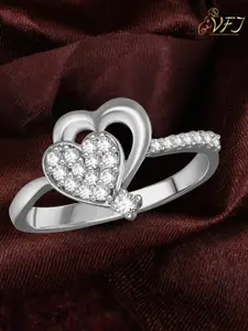 Vighnaharta Rhodium-Plated CZ-Studded Adjustable Finger Ring