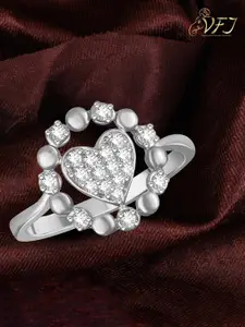 Vighnaharta Rhodium-Plated CZ-Studded Finger Ring